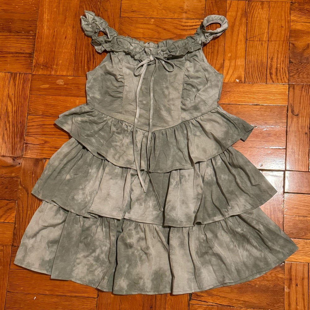 Cider Vineyard Strolls Green Corset Mini Dress